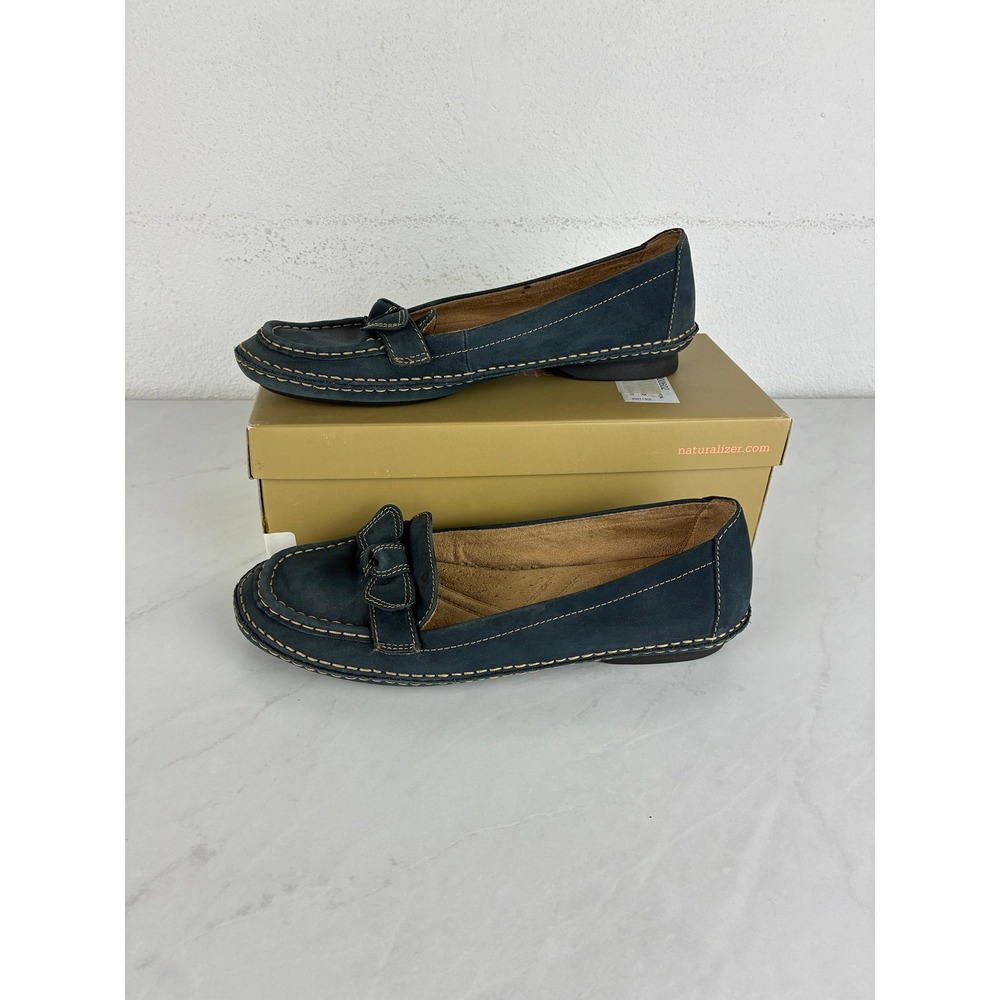 Naturalizer Levity Navy Nubuck Leather Loafers 8.5N - Blue Comfort Toe